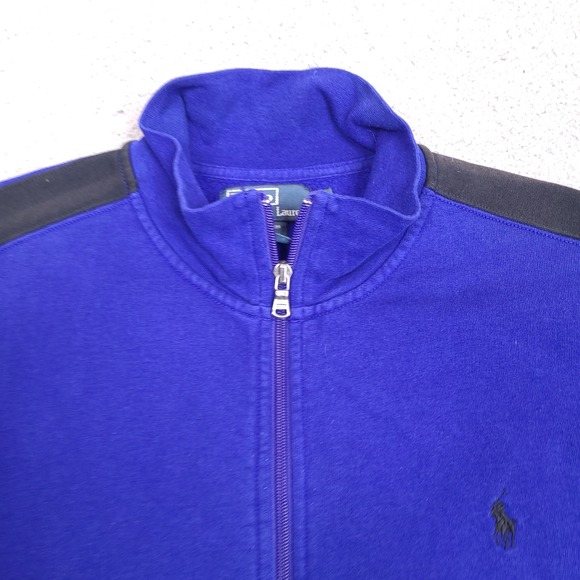 Polo Ralph Lauren Track Jacket Men's Large Blue Black Full Zip Pony - Picture 2 of 14